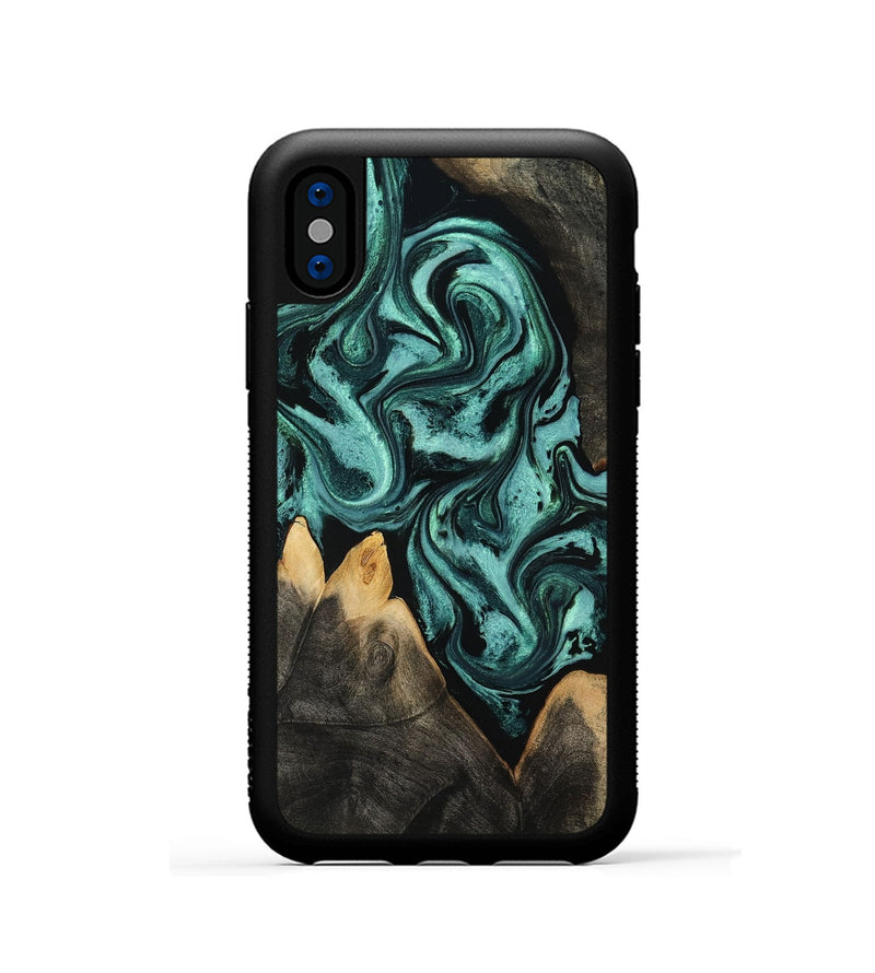 iPhone Xs Wood Phone Case - Karin (Green, 801354)