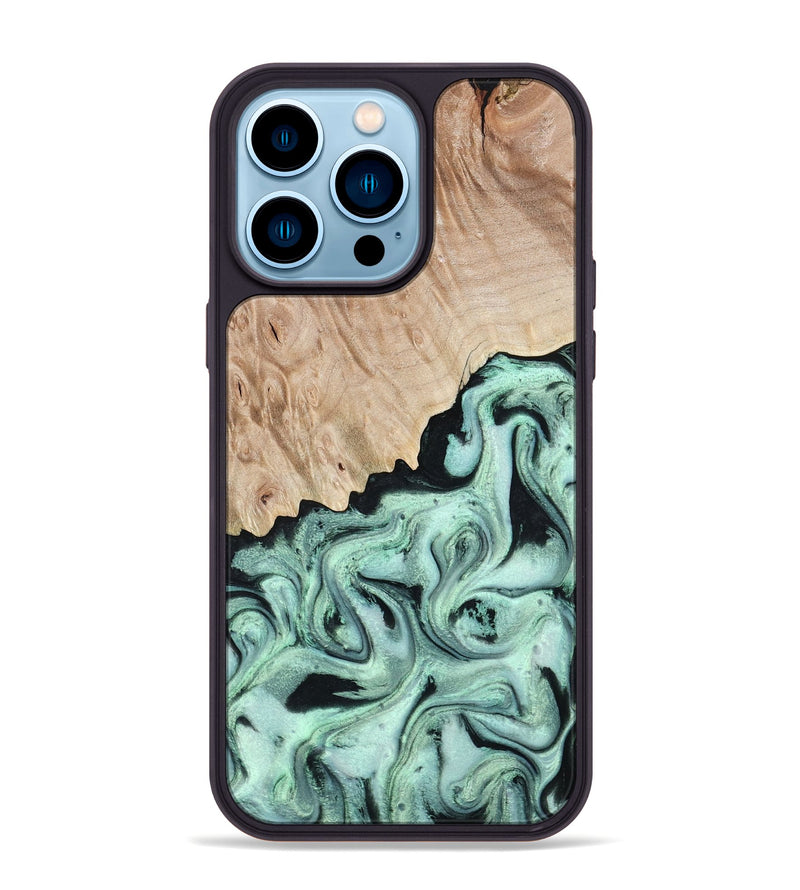 iPhone 14 Pro Max Wood Phone Case - Kadeem (Green, 801356)
