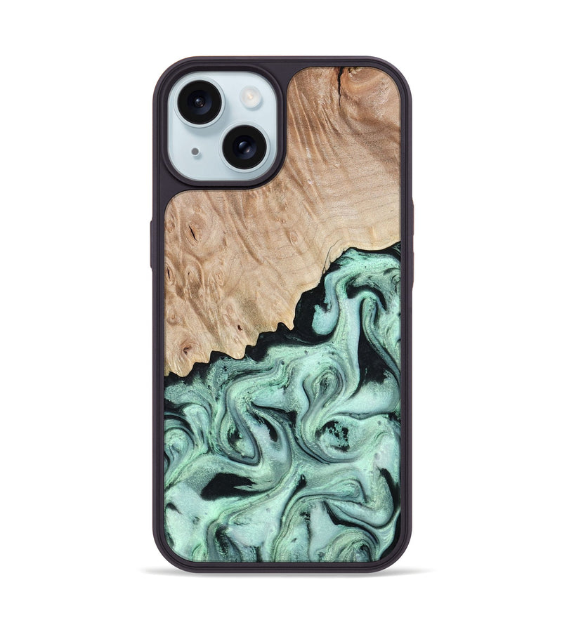 iPhone 15 Wood Phone Case - Kadeem (Green, 801356)
