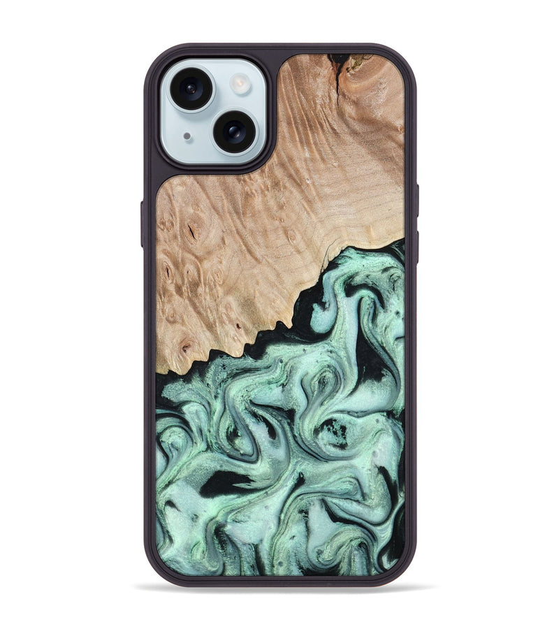 iPhone 15 Plus Wood Phone Case - Kadeem (Green, 801356)