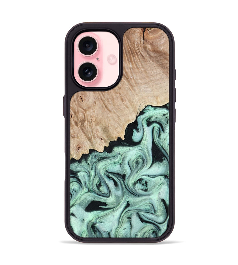 iPhone 16 Wood Phone Case - Kadeem (Green, 801356)