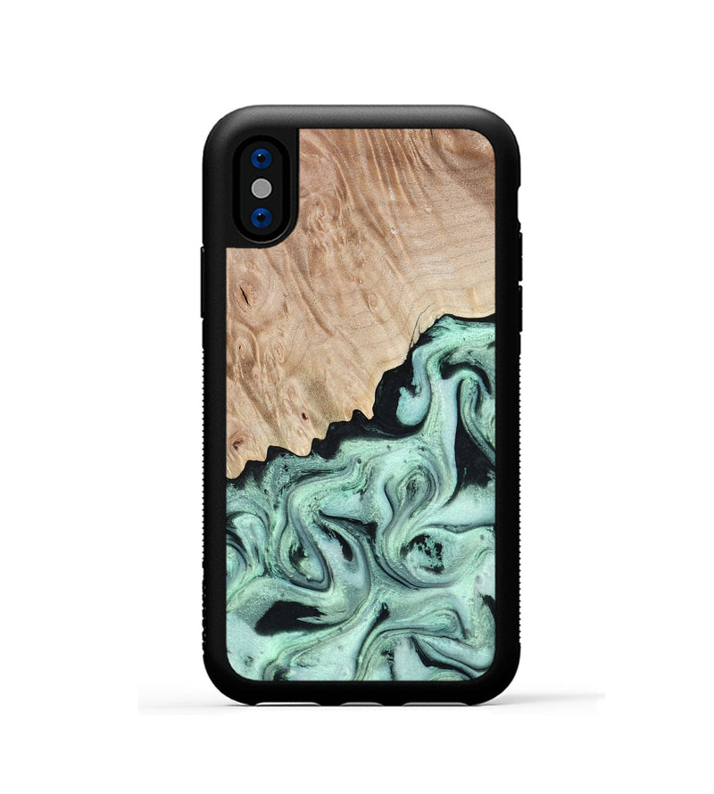 iPhone Xs Wood Phone Case - Kadeem (Green, 801356)