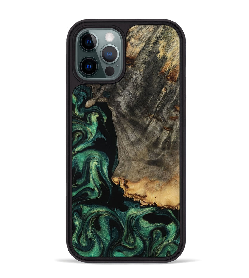 iPhone 12 Pro Max Wood Phone Case - Dara (Green, 801357)