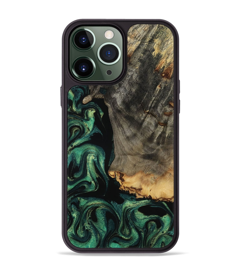 iPhone 13 Pro Max Wood Phone Case - Dara (Green, 801357)