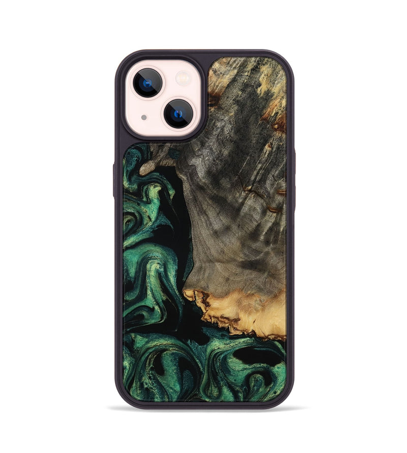 iPhone 14 Wood Phone Case - Dara (Green, 801357)