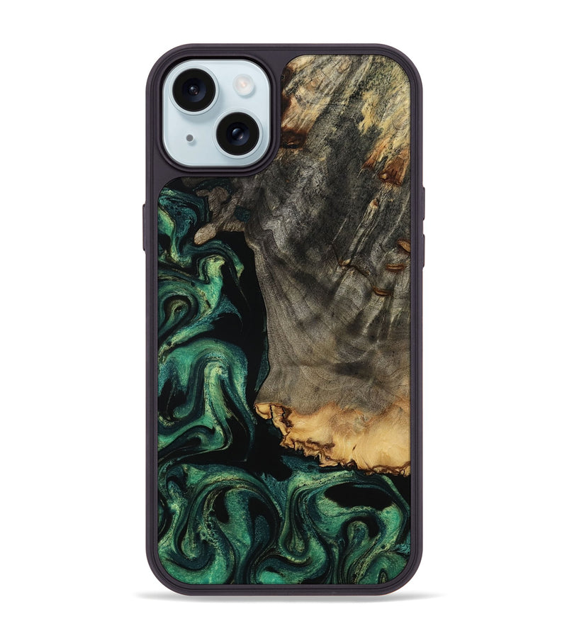 iPhone 15 Plus Wood Phone Case - Dara (Green, 801357)
