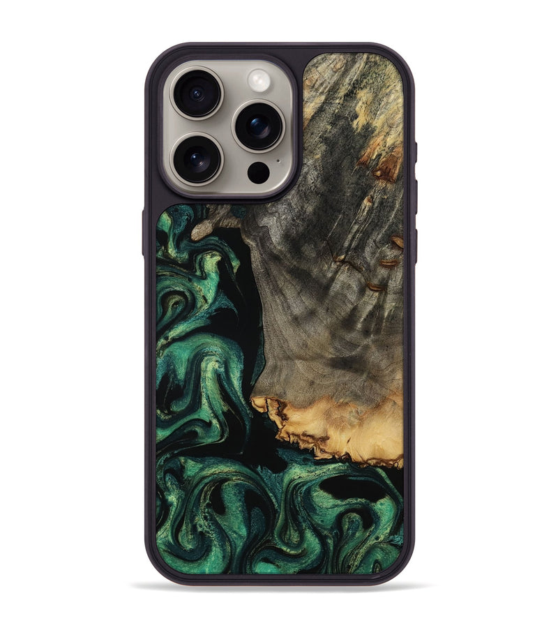 iPhone 15 Pro Max Wood Phone Case - Dara (Green, 801357)
