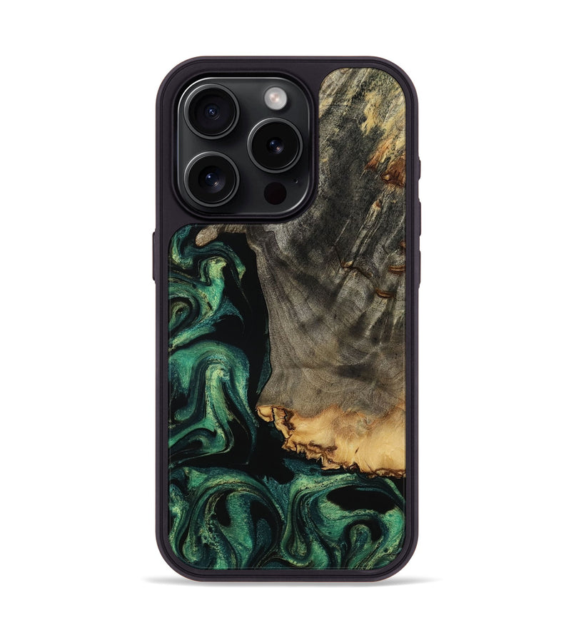 iPhone 15 Pro Wood Phone Case - Dara (Green, 801357)
