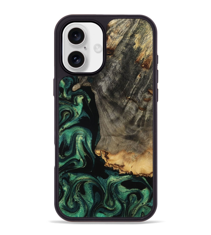 iPhone 16 Plus Wood Phone Case - Dara (Green, 801357)