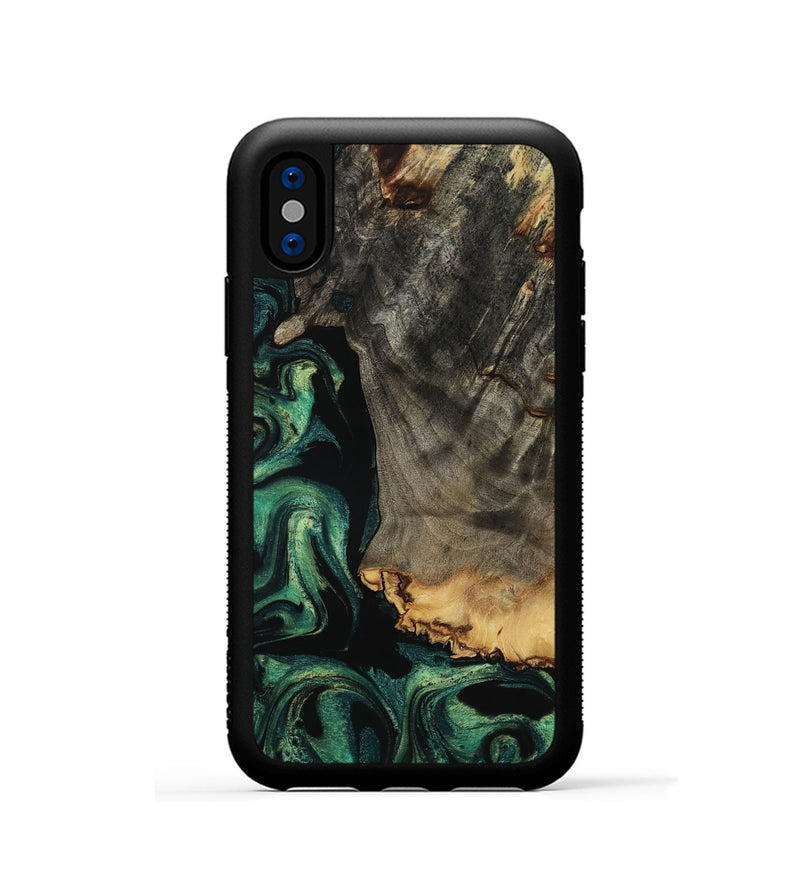 iPhone Xs Wood Phone Case - Dara (Green, 801357)