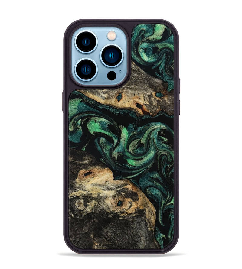 iPhone 14 Pro Max Wood Phone Case - Beatriz (Green, 801358)
