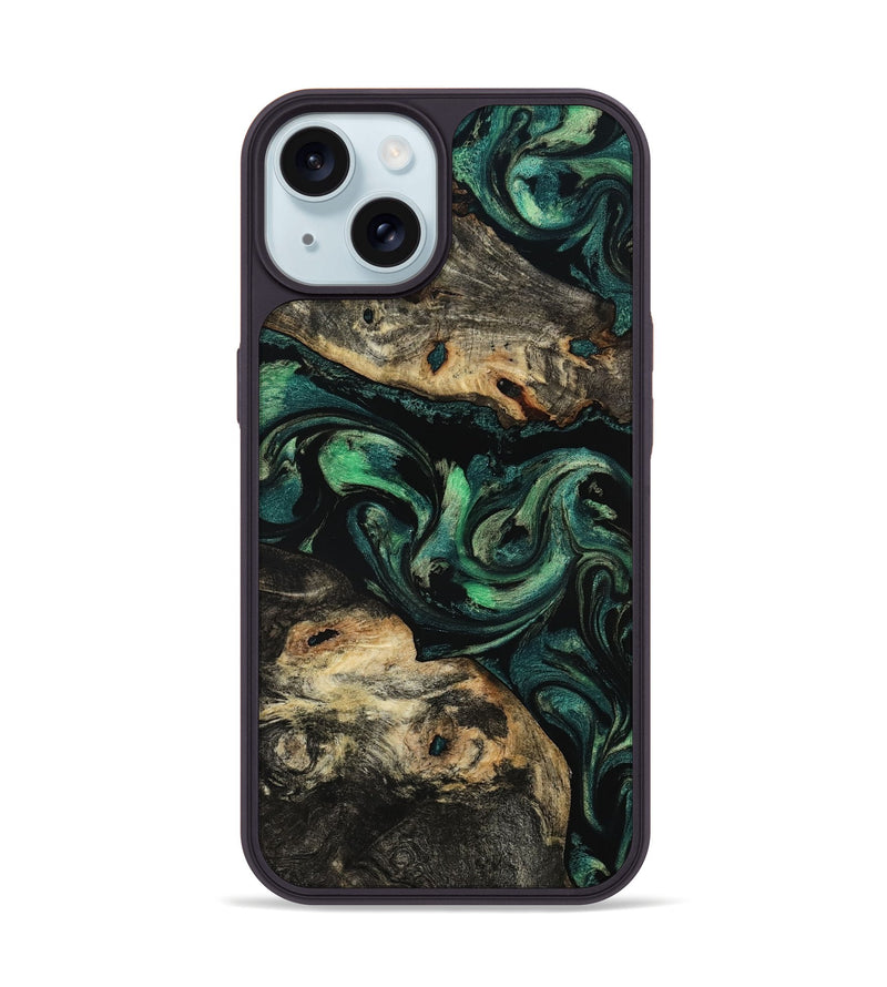 iPhone 15 Wood Phone Case - Beatriz (Green, 801358)