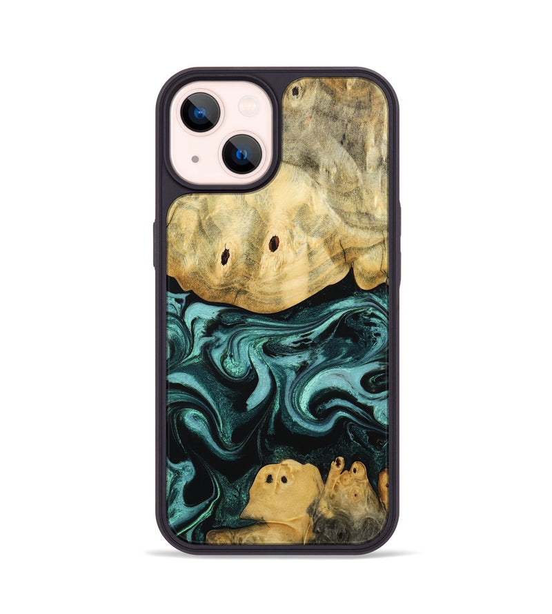 iPhone 14 Wood Phone Case - Kacey (Blue, 801359)