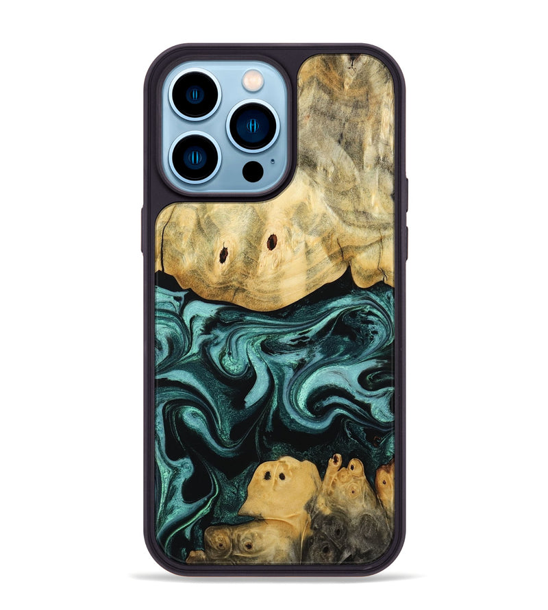 iPhone 14 Pro Max Wood Phone Case - Kacey (Blue, 801359)