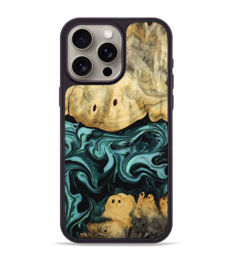 iPhone 15 Pro Max Wood Phone Case - Kacey (Blue, 801359)