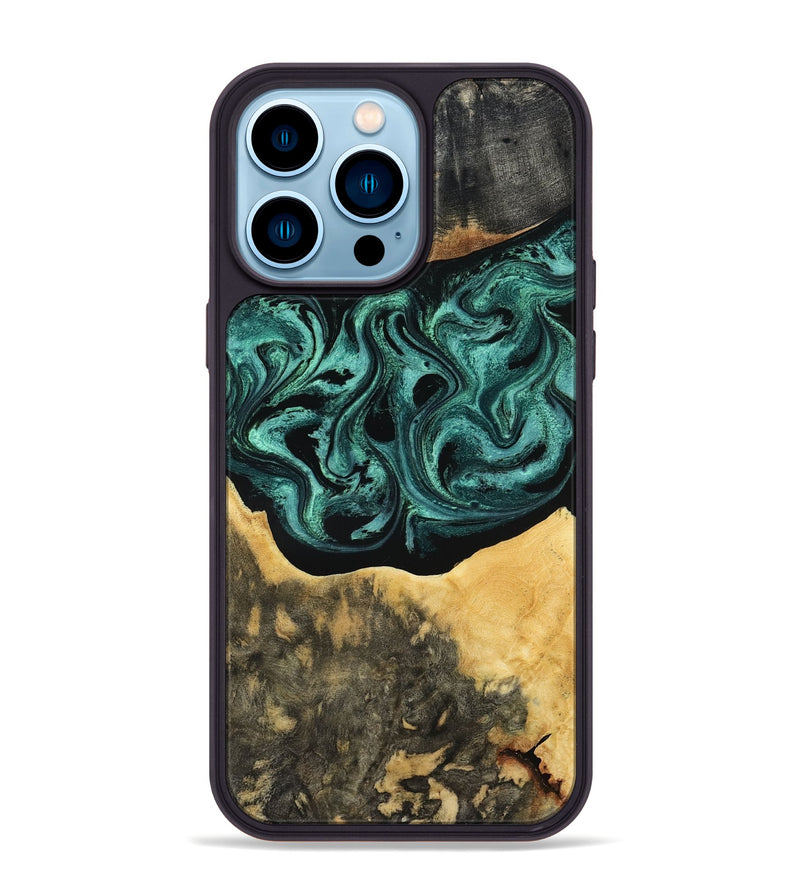 iPhone 14 Pro Max Wood Phone Case - Cloe (Green, 801361)