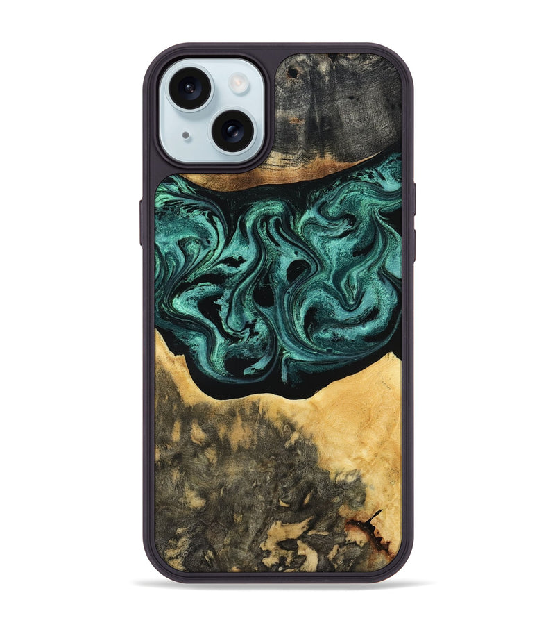 iPhone 15 Plus Wood Phone Case - Cloe (Green, 801361)