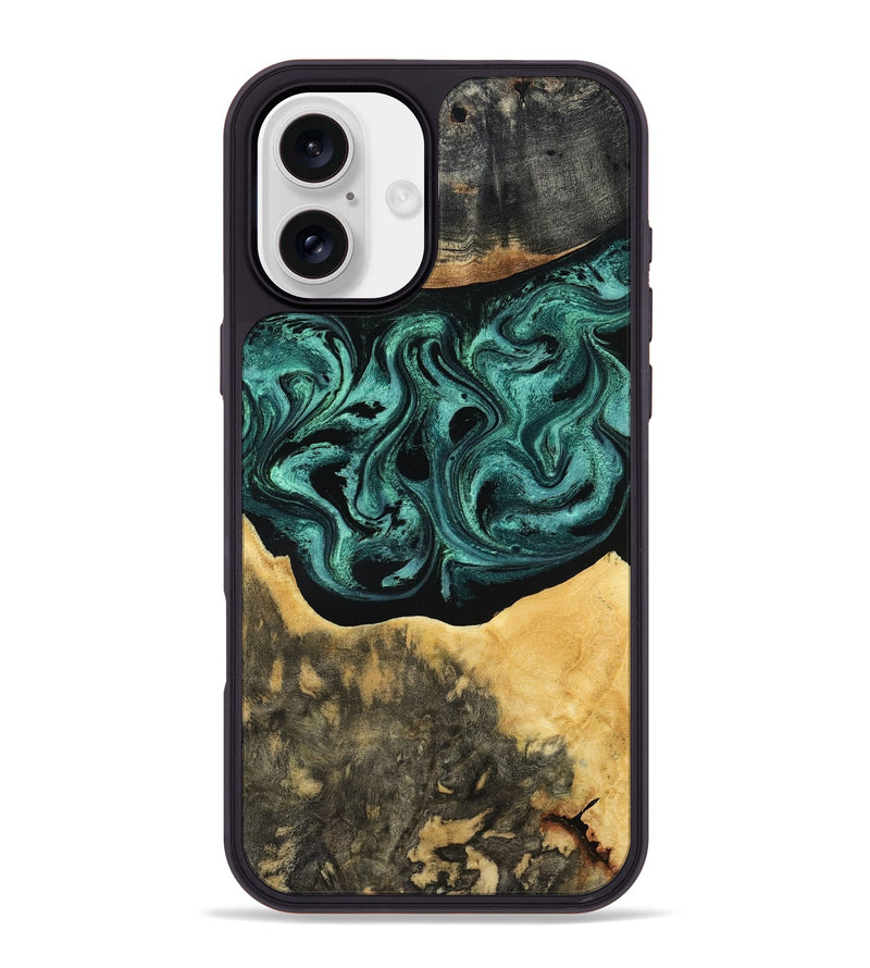 iPhone 16 Plus Wood Phone Case - Cloe (Green, 801361)
