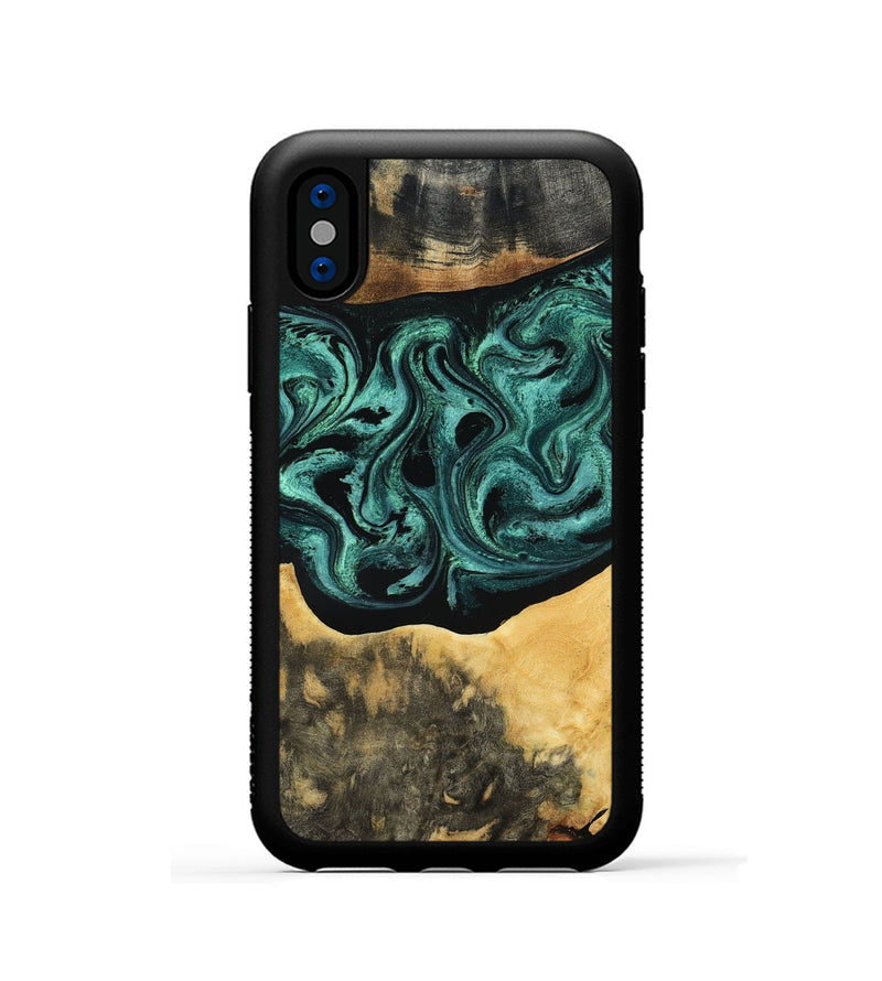 iPhone Xs Wood Phone Case - Cloe (Green, 801361)