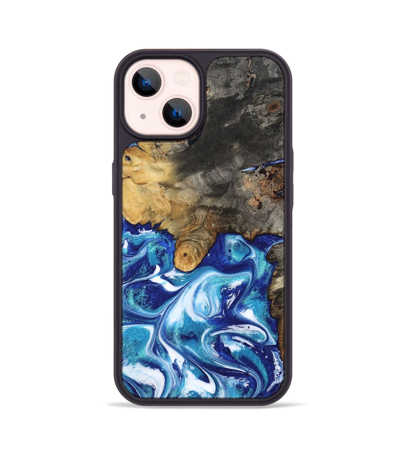 iPhone 14 Wood Phone Case - Beckham (Blue, 801365)