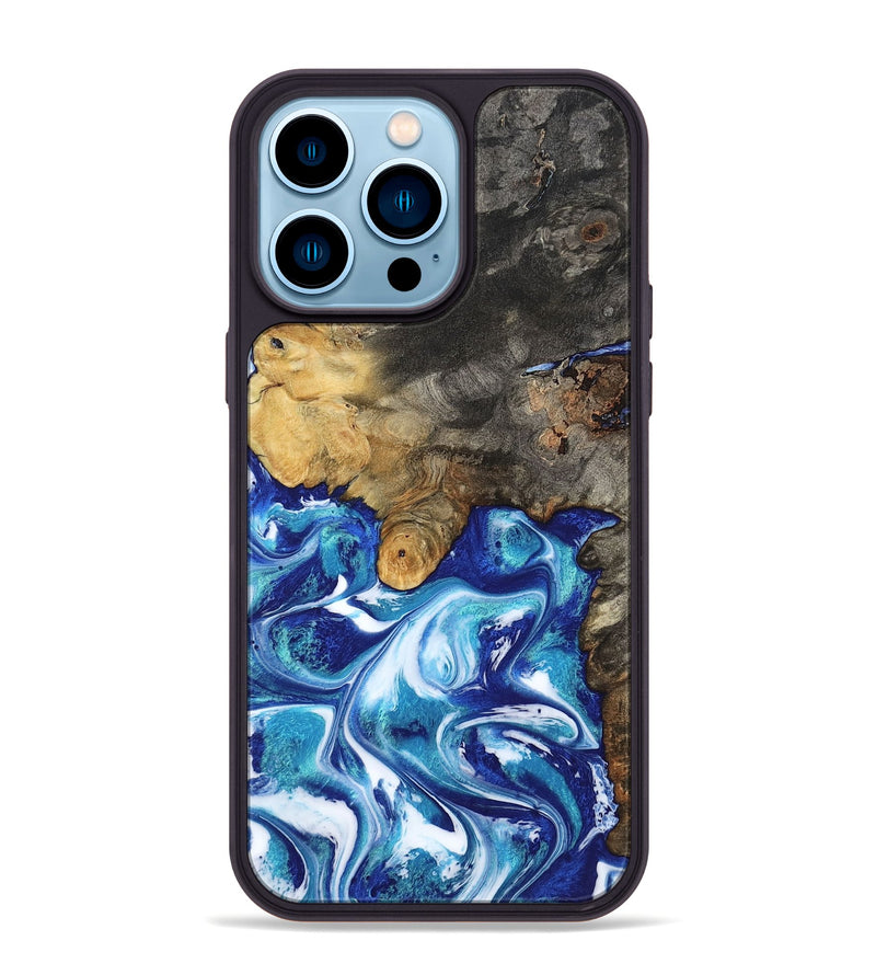 iPhone 14 Pro Max Wood Phone Case - Beckham (Blue, 801365)