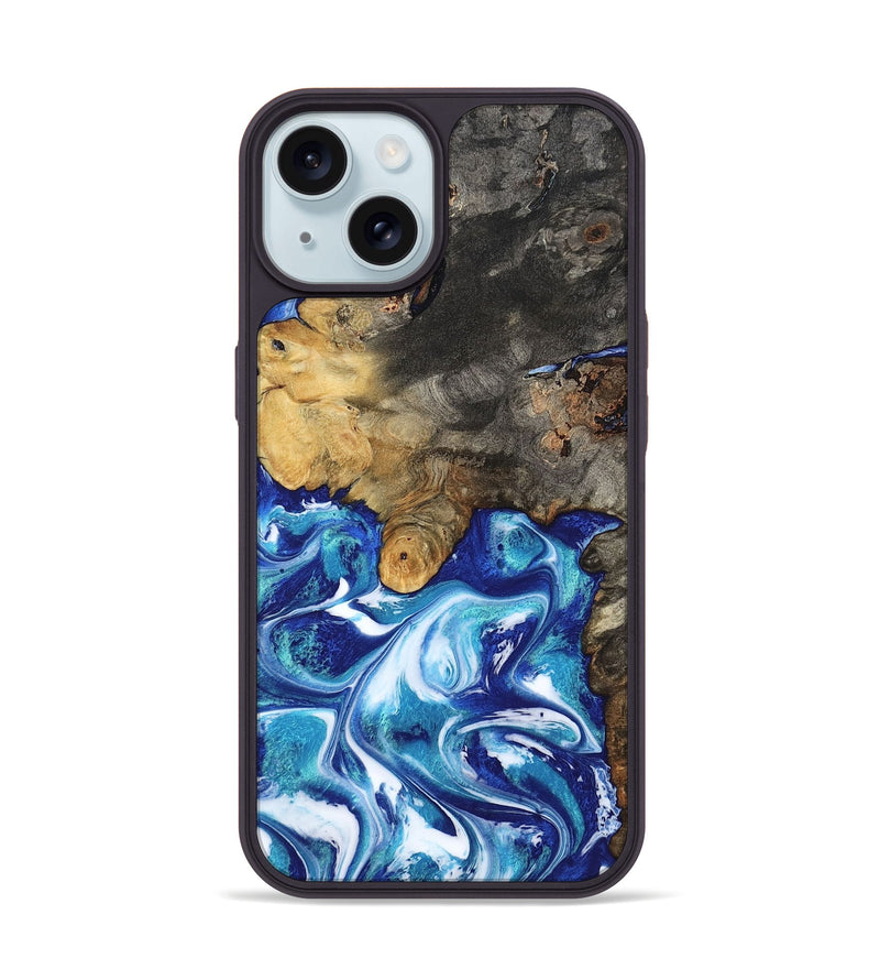 iPhone 15 Wood Phone Case - Beckham (Blue, 801365)