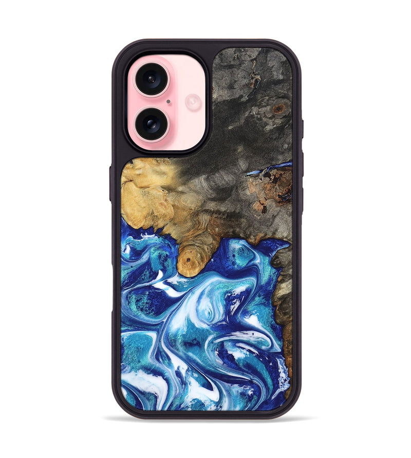 iPhone 16 Wood Phone Case - Beckham (Blue, 801365)