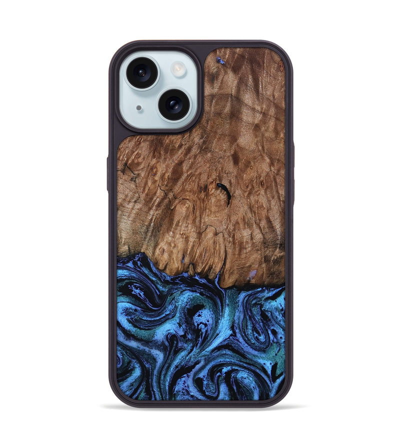 iPhone 15 Wood Phone Case - Gus (Blue, 801366)