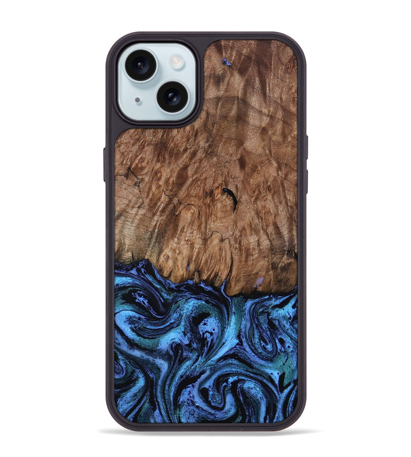 iPhone 15 Plus Wood Phone Case - Gus (Blue, 801366)