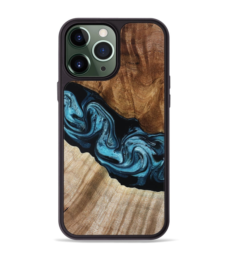 iPhone 13 Pro Max Wood Phone Case - Sara (Blue, 801368)