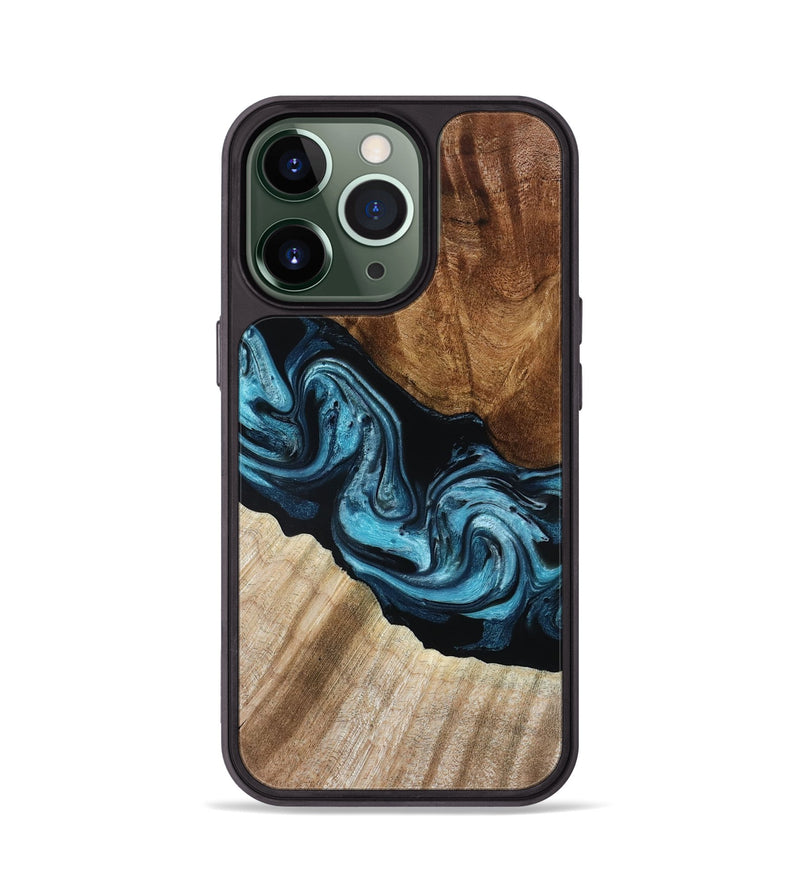 iPhone 13 Pro Wood Phone Case - Sara (Blue, 801368)