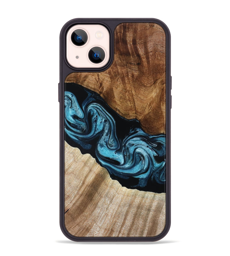 iPhone 14 Plus Wood Phone Case - Sara (Blue, 801368)