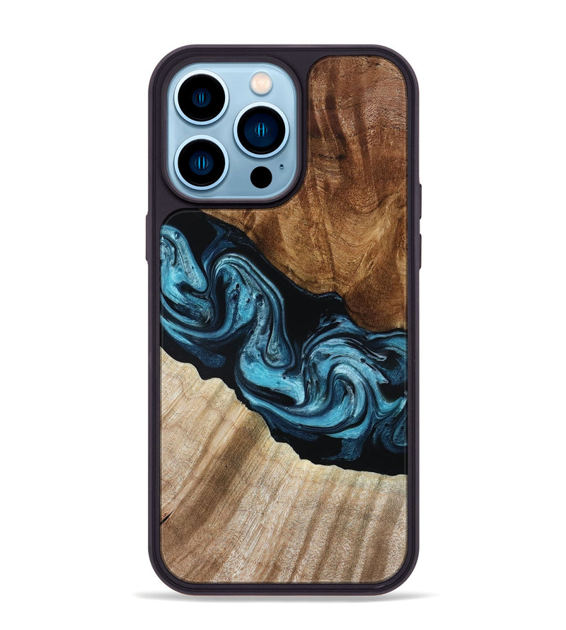 iPhone 14 Pro Max Wood Phone Case - Sara (Blue, 801368)