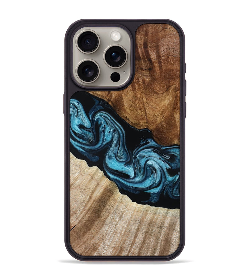 iPhone 15 Pro Max Wood Phone Case - Sara (Blue, 801368)