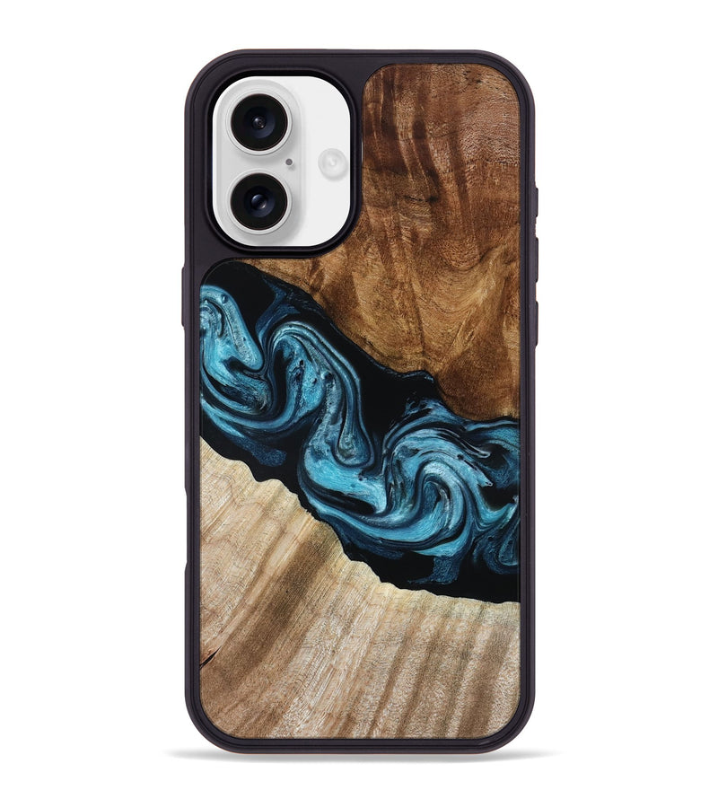 iPhone 16 Plus Wood Phone Case - Sara (Blue, 801368)