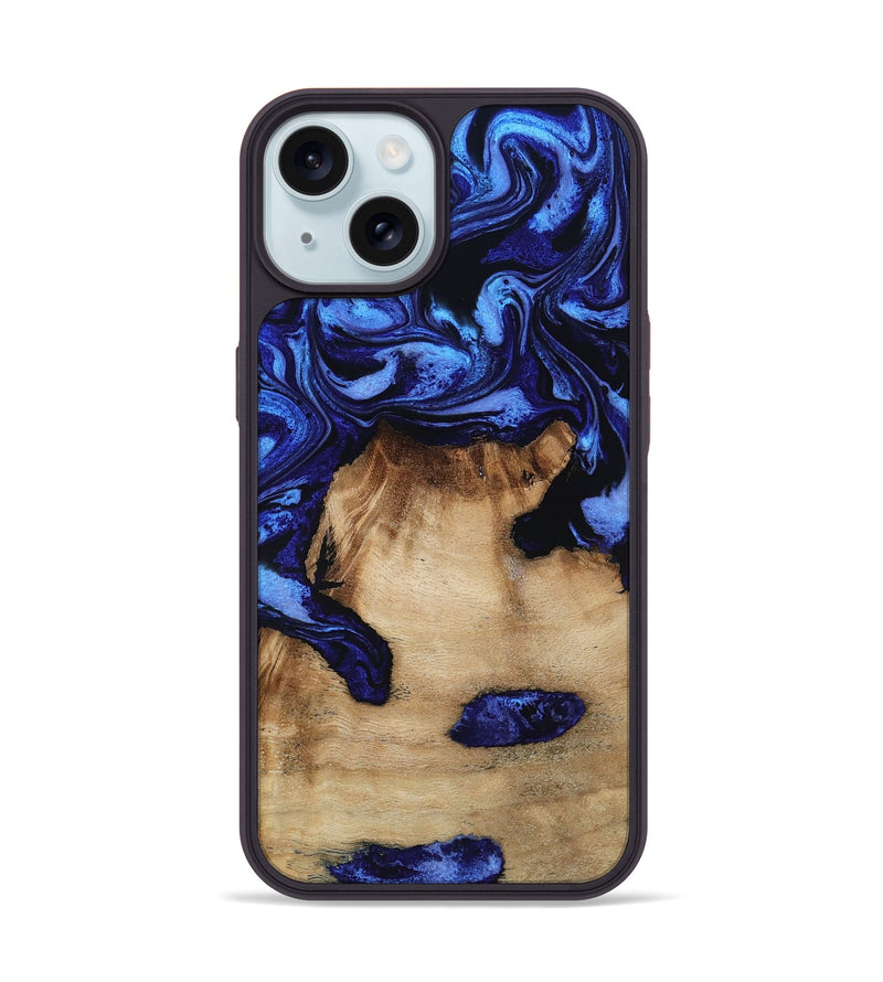 iPhone 15 Wood Phone Case - Ari (Blue, 801369)