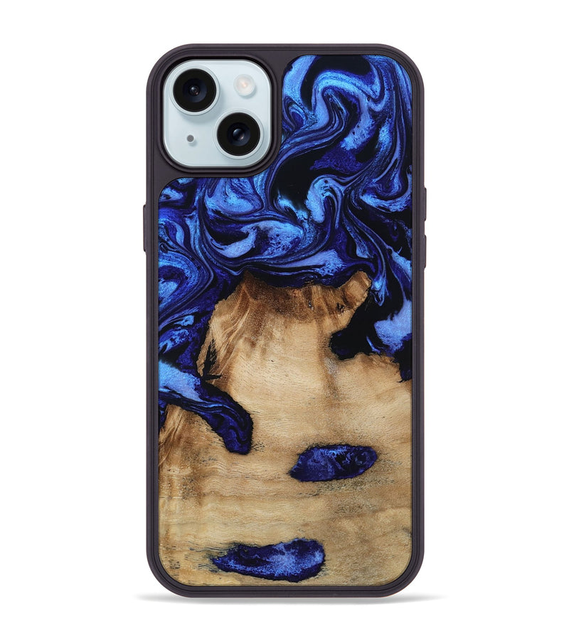 iPhone 15 Plus Wood Phone Case - Ari (Blue, 801369)