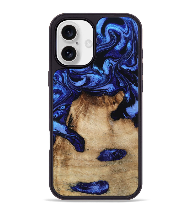 iPhone 16 Plus Wood Phone Case - Ari (Blue, 801369)