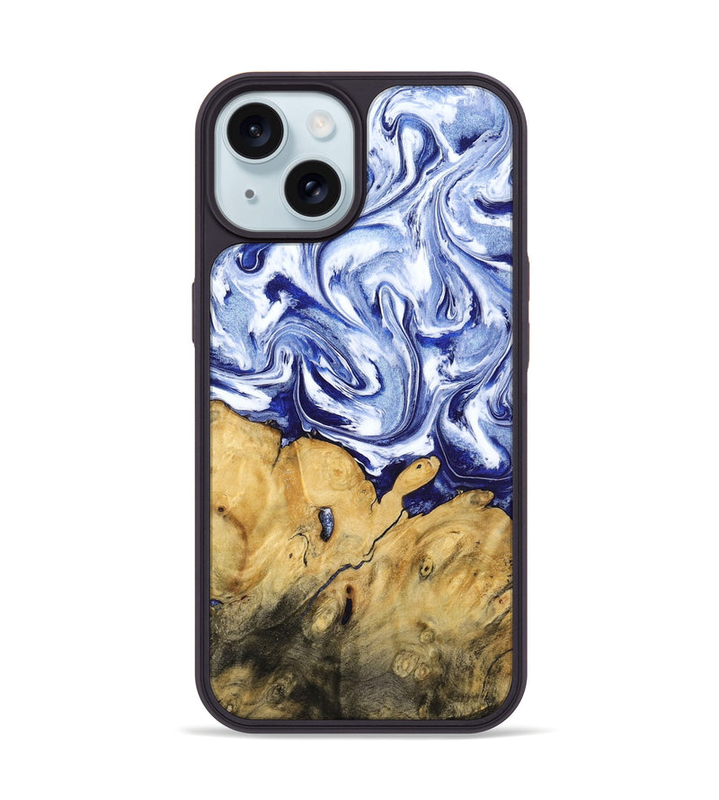 iPhone 15 Wood Phone Case - Berta (Blue, 801370)