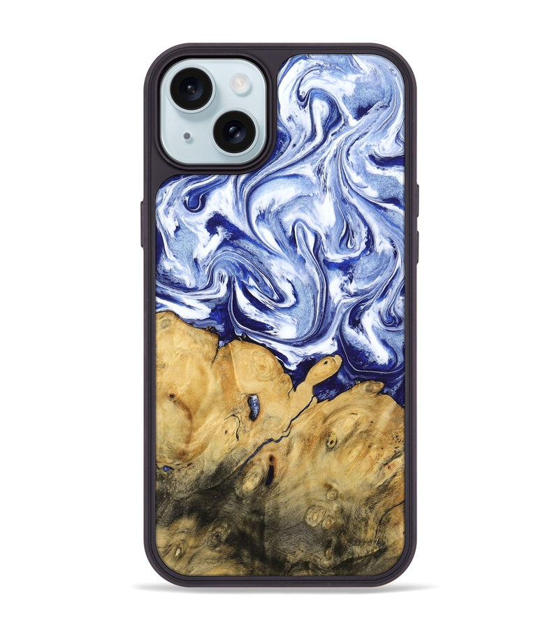 iPhone 15 Plus Wood Phone Case - Berta (Blue, 801370)