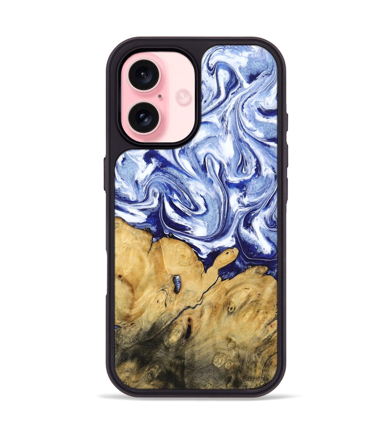 iPhone 16 Wood Phone Case - Berta (Blue, 801370)
