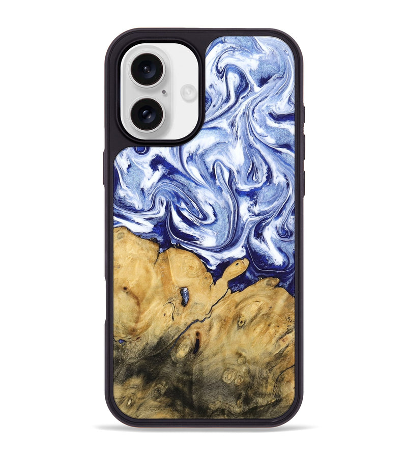 iPhone 16 Plus Wood Phone Case - Berta (Blue, 801370)