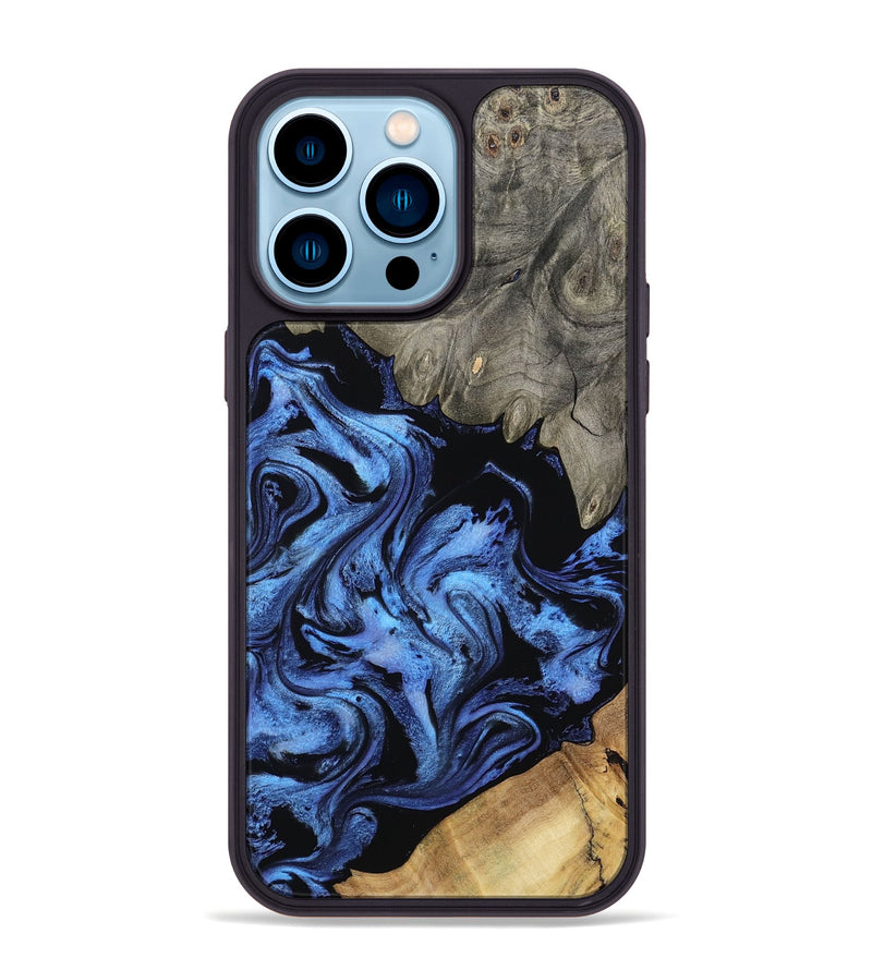 iPhone 14 Pro Max Wood Phone Case - Krish (Blue, 801372)