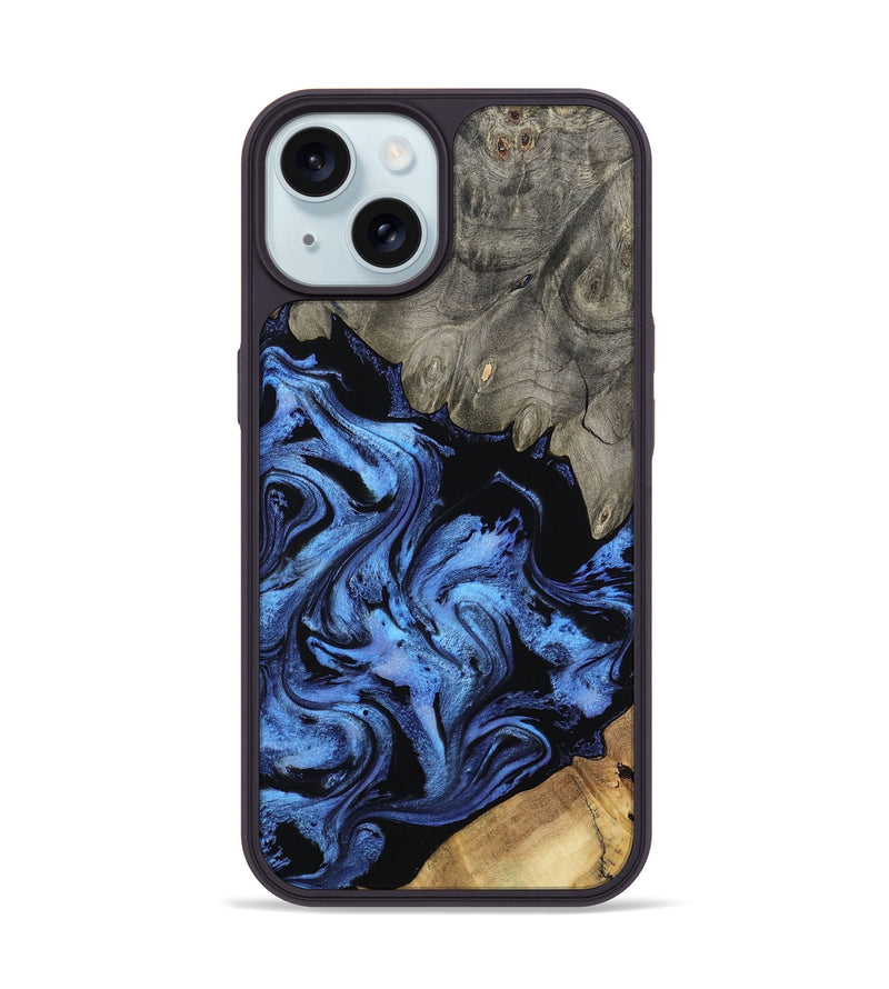 iPhone 15 Wood Phone Case - Krish (Blue, 801372)