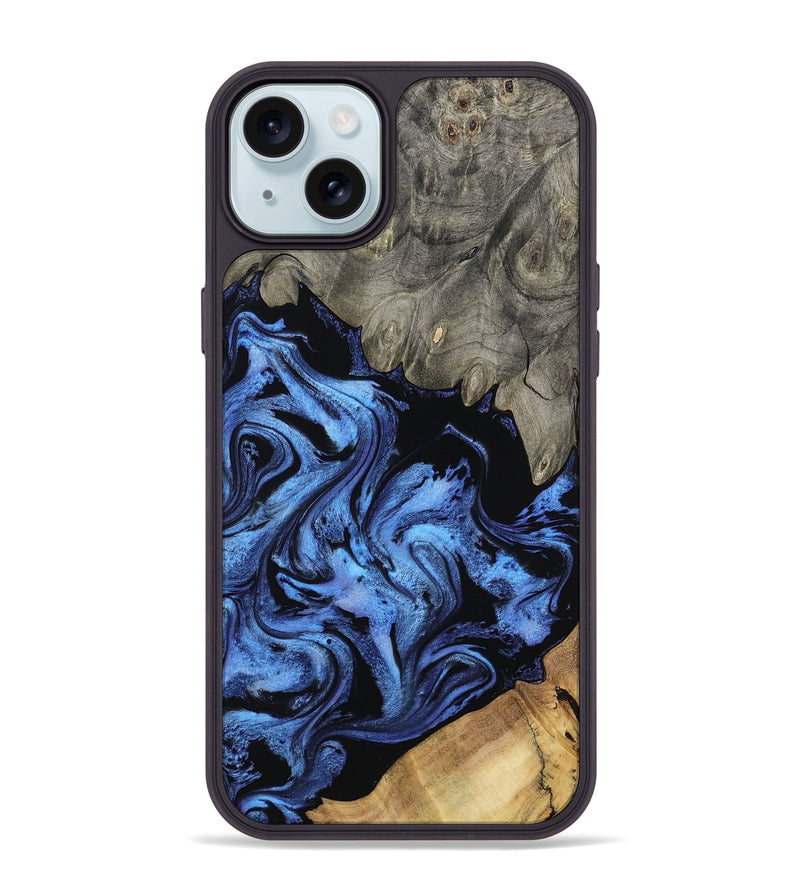 iPhone 15 Plus Wood Phone Case - Krish (Blue, 801372)