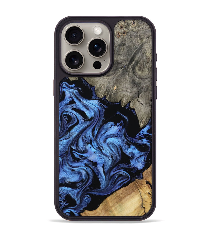 iPhone 15 Pro Max Wood Phone Case - Krish (Blue, 801372)