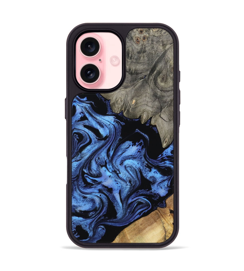 iPhone 16 Wood Phone Case - Krish (Blue, 801372)