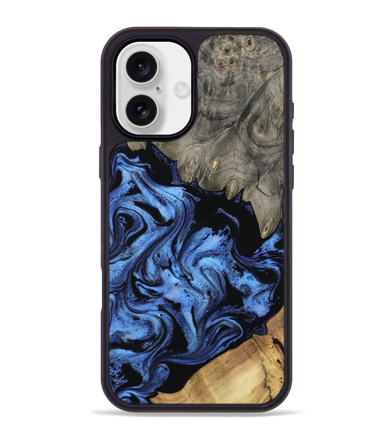 iPhone 16 Plus Wood Phone Case - Krish (Blue, 801372)