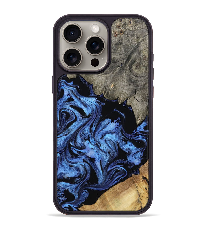 iPhone 16 Pro Max Wood Phone Case - Krish (Blue, 801372)