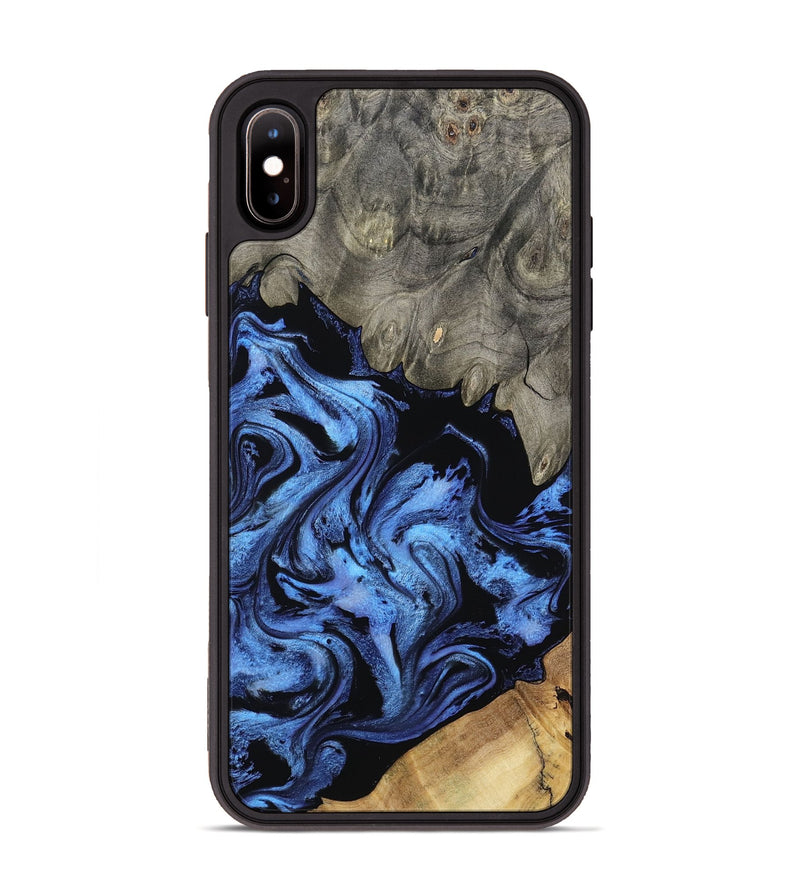 iPhone Xs Max Wood Phone Case - Krish (Blue, 801372)